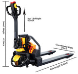 Full Electric Pallet Jack 3300Lbs Capacity 48" x 27" Fork & Extra Battery - CBD15W-Li