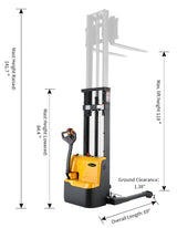 Fully Powered Straddle Stacker 2200lbs Capacity 98" - 118" Lifting Height - CTD10RE