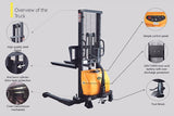 Semi-Electric Straddle Stacker - 3300Lbs Capacity - 63"/118" Lifting - CTD15B-III