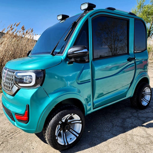 LE Coco Coupe Teal Electric Golf Car Small LSV Low Speed Vehicle Golf Cart 4 Seater 60v Scooter Car - Teal