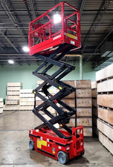 GSI - Electric Scissor Lift 26 Foot Working Height 507 LBS Load Capacity Self Propelled Man Lift Jack 110v - Model JCPT0608