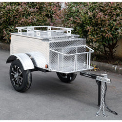 GSI - Motorcycle/Car Pull Behind Trailer 59" X 30" X 28" Aluminum Diamond Plate Enclosed Motorcycle / Car Trailer
