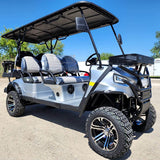 48V Electric Golf Cart 6 Seater Lifted Renegade+ Edition Utility Golf UTV Compare To Coleman Kandi 6p - Silver