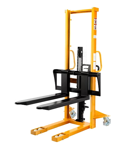 Manual Lift Pallet Stacker W/Adjustable Forks - 2200lbs Capacity - 63