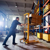 Manual Lift Pallet Stacker W/Adjustable Forks - 2200lbs Capacity - 63" lifting height - SDJA1000-I