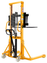 Manual Lift Straddle Stacker 1100lbs Cap. 63" Lift Height - SDJAS500 Adjustable Legs
