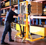 Manual Lift Straddle Stacker 1100lbs Cap. 63" Lift Height - SDJAS500 Adjustable Legs