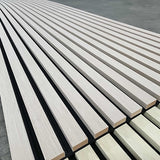 24" x 9' 3D Slat Acoustic Wood Wall Paneling Decorative Soundproof Panels for Walls and Ceilings - White Oak