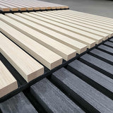 24" x 9' 3D Slat Acoustic Wood Wall Paneling Decorative Soundproof Panels for Walls and Ceilings - White Oak