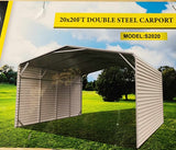 GSI - 20'W x 20'L x 12'H Metal Car Port Storage Garage Canopy Shelter With Steel Tube Frame - S2020