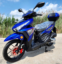 200cc 4 Stroke EFI Gas Moped Scooter W/ LED Lights - ZINGER 200 BLUE