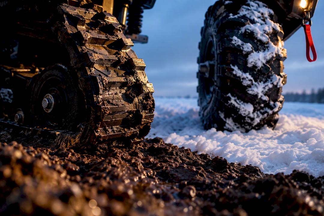 Half Your Riding in Mud or Snow? UTV Tracks vs Tires