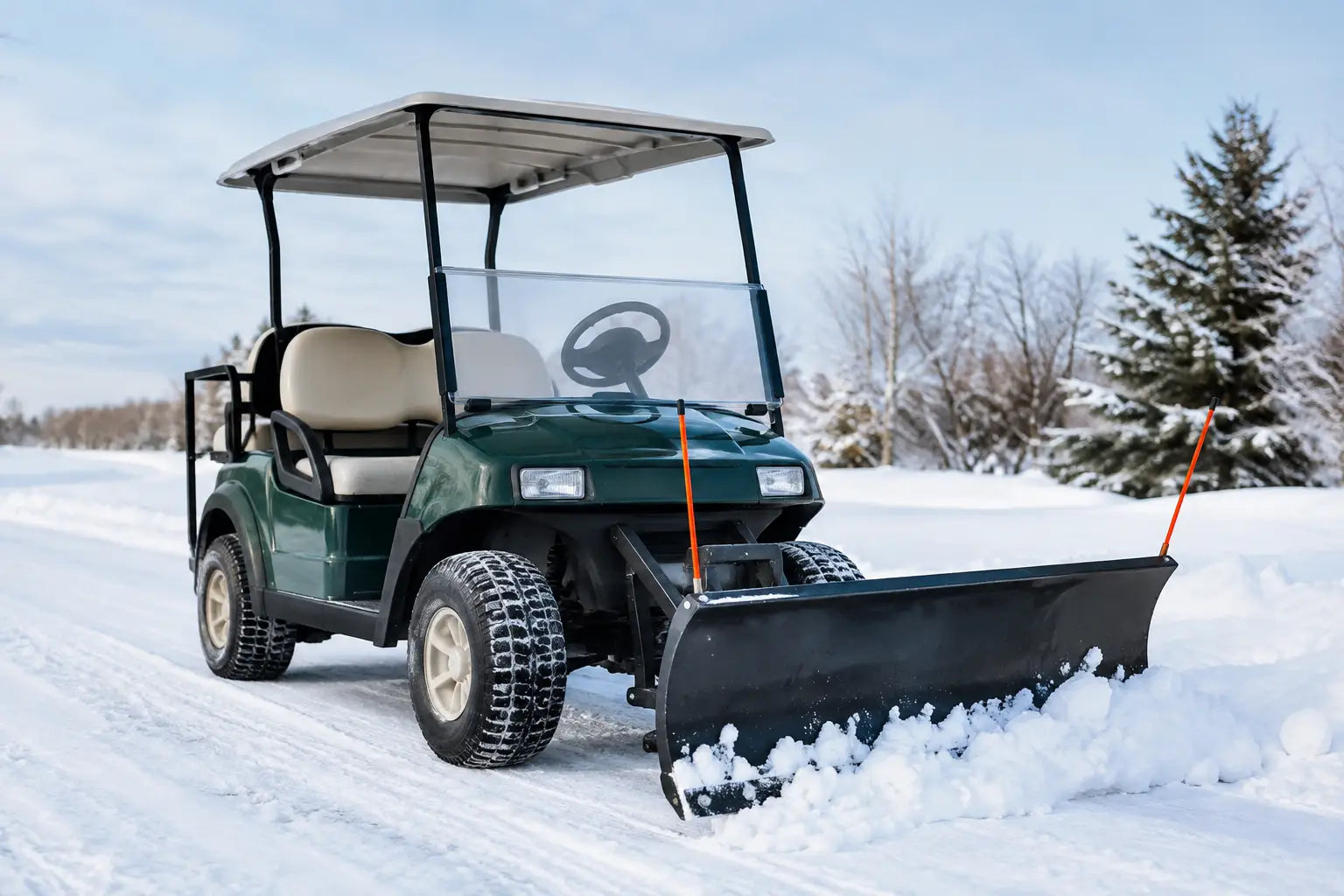 Golf Cart With Snow Plow for Winter Work