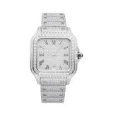 Bust Down VVS Moissanite Watch 14K White Gold 16CT 42MM