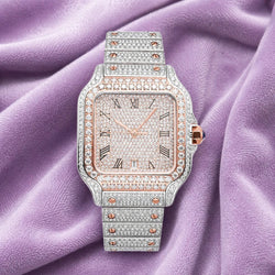Bust Down VVS Moissanite Watch 14K Rose Gold 42MM 16 CT