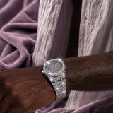 Bust Down Moissanite Watch 14K White Gold 44mm