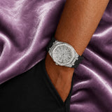 Moissanite Iced Out Silicone Band Watch | 13.5CT | 14K White Gold