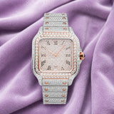 Bust Down VVS Moissanite Watch 14K Rose Gold 42MM 16 CT