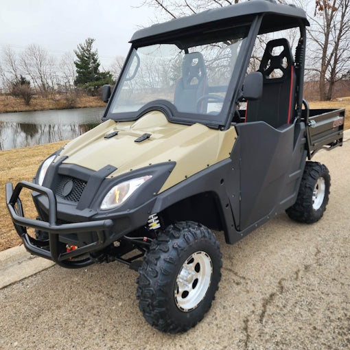 800cc UTV 2 Seater Golf Cart 4x4 Utility Vehicle EFI W/Dump with Plow - Avalanche 800 Green