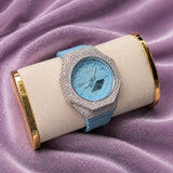 Custom Iced Moissanite 925 Silver Watch Built on Genuine Casio G-SHOCK – Ice Blue