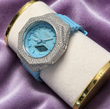 Custom Iced Moissanite 925 Silver Watch Built on Genuine Casio G-SHOCK – Ice Blue