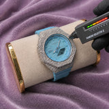 Custom Iced Moissanite 925 Silver Watch Built on Genuine Casio G-SHOCK – Ice Blue