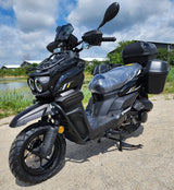 200cc Saddle Bag Tank 4 Stroke EFI Gas Moped Scooter W/ Disc Brakes - SADDLE BAG TANK 200 BLACK