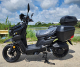 200cc Saddle Bag Tank 4 Stroke EFI Gas Moped Scooter W/ Disc Brakes - SADDLE BAG TANK 200 BLACK