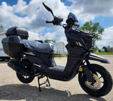 200cc Saddle Bag Tank 4 Stroke EFI Gas Moped Scooter W/ Disc Brakes - SADDLE BAG TANK 200 BLACK