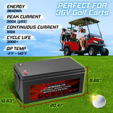 Banshee 36 Volt 100Ah Lithium Battery for Marine, Golf Cart, Solar, RV, Power with Charger