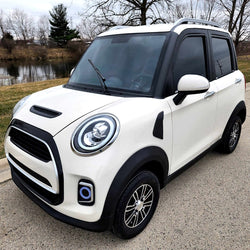 Electric 4 Door Coco Trooper 60v Electric Golf Cart LSV With Rear Trunk Hatch - White Demo Model