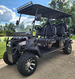 GSI - 6 Seater Limo Renegade V3 Electric Golf Cart Family Fun 72v 4000 Watt High Power Golf Cart - BLACK