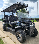 6 Seater Limo Renegade V3 Electric Golf Cart Family Fun 72v 4000 Watt High Power Golf Cart - BLUE
