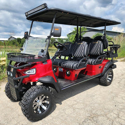 GSI - 6 Seater Limo Renegade Electric Golf Cart Family Fun 72v 4000 Watt High Power Golf Cart - RED