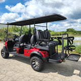6 Seater Limo Renegade Electric Golf Cart Family Fun 72v 4000 Watt High Power Golf Cart - RED