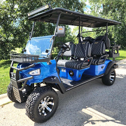 6 Seater Limo Renegade V3 Electric Golf Cart Family Fun 72v 4000 Watt High Power Golf Cart - BLUE