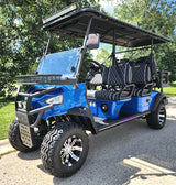 6 Seater Limo Renegade V3 Electric Golf Cart Family Fun 72v 4000 Watt High Power Golf Cart - BLUE