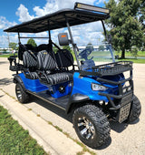 6 Seater Limo Renegade V3 Electric Golf Cart Family Fun 72v 4000 Watt High Power Golf Cart - BLUE