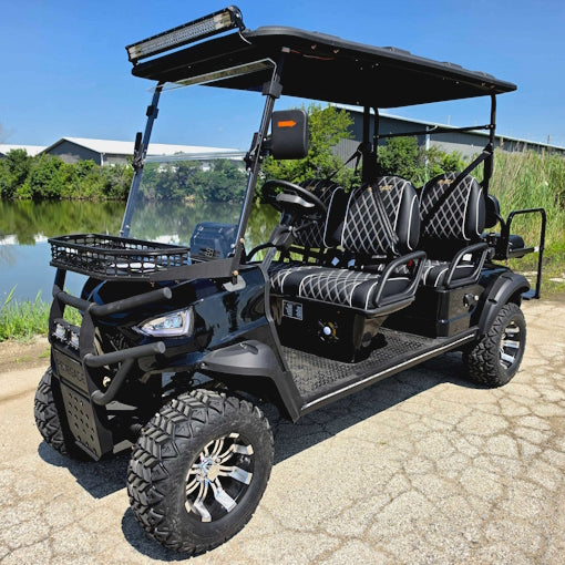 Limo Renegade V3 6 Seater Electric Golf Cart Family Fun 72v 4000 Watt High Power Golf Cart - BLACK