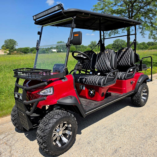 Limo Renegade V3 6 Seater Electric Golf Cart Family Fun 72v 4000 Watt High Power Golf Cart - RED