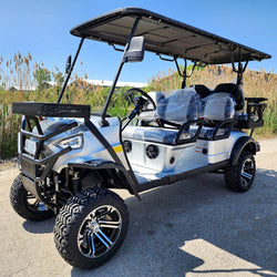 48V Electric Golf Cart 6 Seater Lifted Renegade+ Edition Utility Golf UTV Compare To Coleman Kandi 6p - Silver