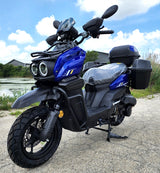 200cc Saddle Bag Tank 4 Stroke EFI Gas Moped Scooter W/ Disc Brakes - SADDLE BAG TANK 200 WHITE