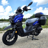 200cc Saddle Bag Tank 4 Stroke EFI Gas Moped Scooter W/ Disc Brakes - SADDLE BAG TANK 200 WHITE