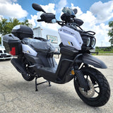 200cc Saddle Bag Tank 4 Stroke EFI Gas Moped Scooter W/ Disc Brakes - SADDLE BAG TANK 200 WHITE