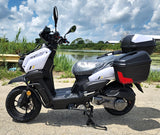 200cc Saddle Bag Tank 4 Stroke EFI Gas Moped Scooter W/ Disc Brakes - SADDLE BAG TANK 200 WHITE