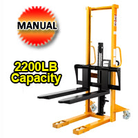 Manual Lift Pallet Stacker W/Adjustable Forks - 2200lbs Capacity - 63