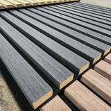 24" x 9' 3D Slat Acoustic Wood Wall Paneling Decorative Soundproof Panels for Walls and Ceilings - Black Walnut