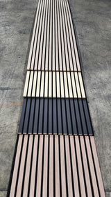 24" x 9' 3D Slat Acoustic Wood Wall Paneling Decorative Soundproof Panels for Walls and Ceilings - Walnut