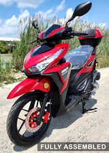 200cc 4 Stroke EFI Gas Moped Scooter W/ LED Lights - ZINGER 200 BLUE