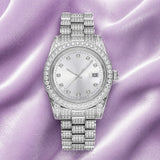 Presidential Moissanite Iced Out Silicone Band Watch 14K white Gold 13.3CT 41mm